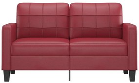 Sofá de 2 lugares 140 cm couro artificial vermelho tinto