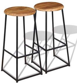 vidaXL Bancos de bar 2 pcs madeira de teca maciça