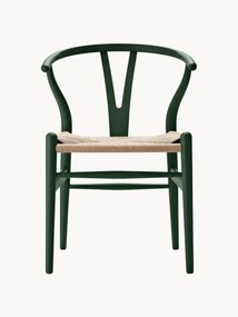 Cadeira em madeira com assento entrançado Wishbone CH24