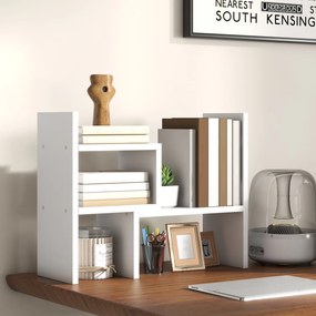 Estante de secretária modular, organizador de secretária multifuncional, 2 peças, MDF, branco