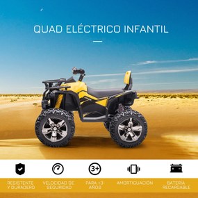 HOMCOM Quadriciclo Elétrico 12V para Crianças acima de 3 Anos com Faro