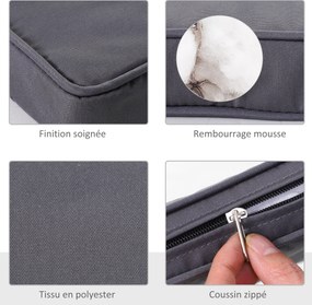 Conjunto de 2 almofadas para cadeiras de jardim (NÃO INCLUÍDAS), com capas removíveis, enchimento de 5 cm; poliéster; cinzento claro