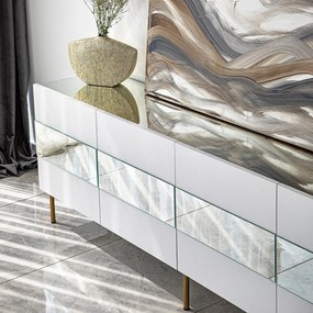 Móvel TV Leon – Branco e Dourado – 180x59x35 cm