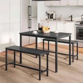 Conjunto de Mesa de jantar com 2 bancos, conjunto de cozinha Preto