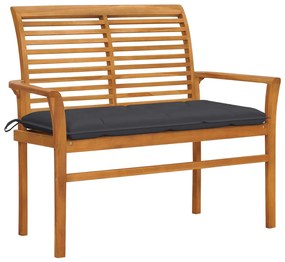 vidaXL Banco de jardim c/ almofadão antracite 112 cm teca maciça