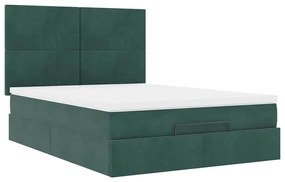 Estrutura cama otomana colchões 140x200 cm veludo verde escuro