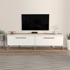 Móvel TV Astrid – Branco e Nogueira – 163,8 x 46,8 x 36,6 cm