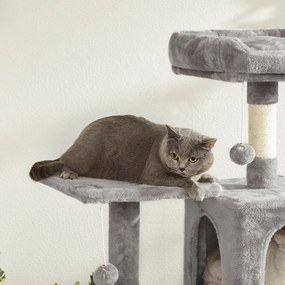 Arranhador para Gatos com 143 cm de altura e 4 postes para arranhar Cinzento claro