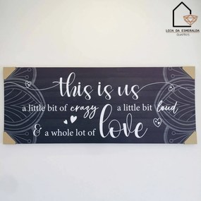 Tela Decorativa com Dizeres | Preto - 100x2x40CM