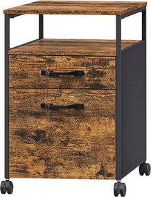 Bloco com 2 gavetas escritório 41 x 45 x 66 cm Castanho vintage-preto