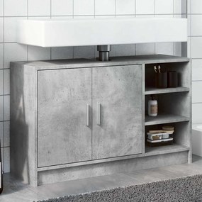 vidaXL Armário de lavatório 90x29x55cm derivados madeira cinza cimento