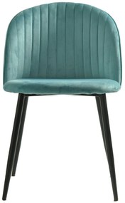 Conjunto 4 Cadeiras Jantar CARNAVAL SKY BLUE, metal, tecido veludo azul com carnaval