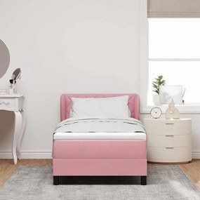 Cama Box Spring vidaXL com Colchão Rosa 90x200 cm Veludo