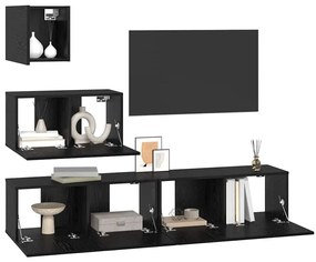 Gabinete de TV de Parede 4 pcs Carvalho preto 80 x 30 x 30.5 cm