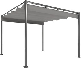 Outsunny Pérgola com Telhado Retrátil Pérgola de 3x3 m com Fecho Magnético Proteção UV30+ Pérgola para Jardim Cinzento | Aosom Portugal