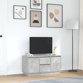 Móvel de TV com luzes LED 100x41x50 cm cinzento cimento