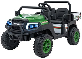 Jipe elétrico para Crianças 2 Lugares 24V Champion Rodas Espuma EVA, Assento couro ecológico Verde