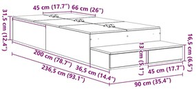 Cama com Estrutura de Armazenamento Carvalho Fumado 90x200 cm