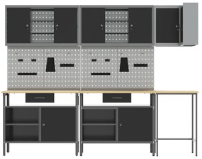Conjunto de mesa para guardar ferramentas de 10 peças vidaXL em madeir