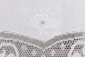 170x270 cm - Toalha de mesa de linho bordada C/ crochê a mão