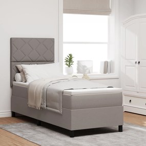 Cama Box Spring com Colchão &amp; Luz LED Taupe 80x200 cm Tecido