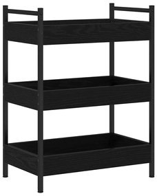 Carrinho de Cozinha vidaXL Carvalho Preto 50x30x70 cm Madeira de Engen