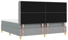 Cama Box com Colchão e Luz LED Cinza Claro 200x200 cm em Tecido