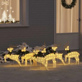 vidaXL Renas de LED 6 pcs Ouro tecido