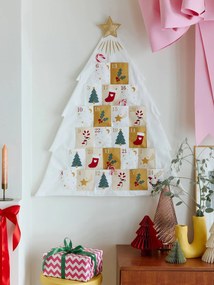 Calendário do advento Árvore de Natal branca  branco