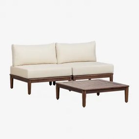 Conjunto De Sala Com Sofá Modular De 2 Peças E Mesa De Centro Em Acácia Giulia Crema - Sklum
