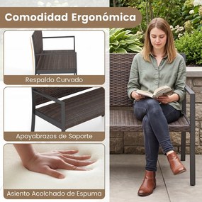 Banco de Jardim de 2 Lugares, 109 x 55 x 84 cm, Assento Acolchoado, Castanho