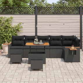 Conjunto de Sofás de Jardim de 9 Peças com Almofadas de Polyrattan Pre