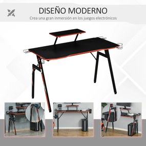 HOMCOM Mesa Gaming Ergonómica Secretária para Computador com Suporte p