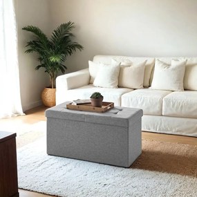 Banco com espaço de arrumação 38 x 76 x 38 cm cinzento