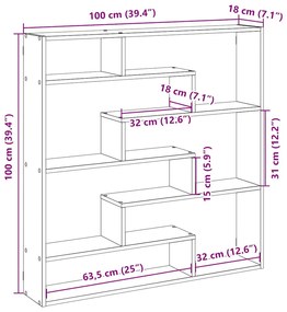 Estante parede cúbica 7 compartimentos derivados madeira