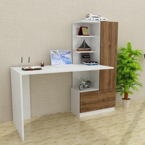 Secretária Merinos – Branco Nogueira – 149,5x120x61,8 cm | Tribo Home