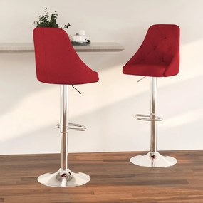 vidaXL Bancos de bar 2 pcs tecido vermelho tinto