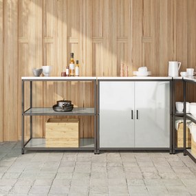 vidaXL Conjunto de Armazenamento de Cozinha com prateleira 2 pcs Prata