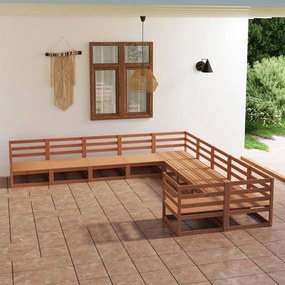 10 pcs conjunto lounge de jardim pinho maciço