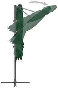 Guarda-sol cantilever com poste de aço 250x250 cm verde