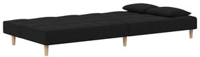 Sofá-cama 2 lugares com duas almofadas tecido preto