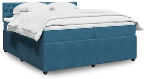 Cama com molas/colchão 200x200 cm veludo azul