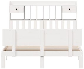 Cama com estante sem colchão 150x200 cm pinho maciço branco