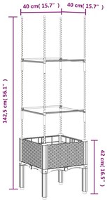 Vaso/floreira de jardim c/ treliça 40x40x142,5 cm PP branco