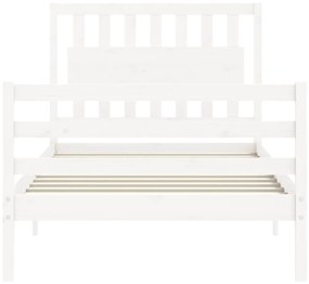 Estrutura de cama com cabeceira 100x200cm madeira maciça branco