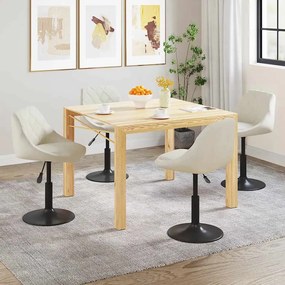 vidaXL Cadeiras de jantar giratórias 4 pcs veludo cor creme