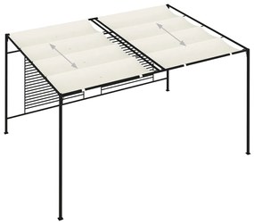 Gazebo com telhado retrátil 3x4x2,3 m 180 g/m² cor creme