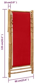 Espreguiçadeira de bambu e lona vermelho