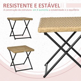 Mesa de Jardim em Vime Sintético Mesa de Terraço Exterior Dobrável com