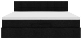 Estrutura de cama otomana com colchão 200x200 cm tecido preto